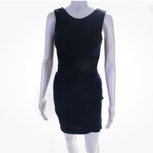 Halston Heritage Womens Navy Twist Front Crew Neck Sleeveless Shift Dress Size 0